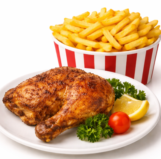 1/4 chicken and chips